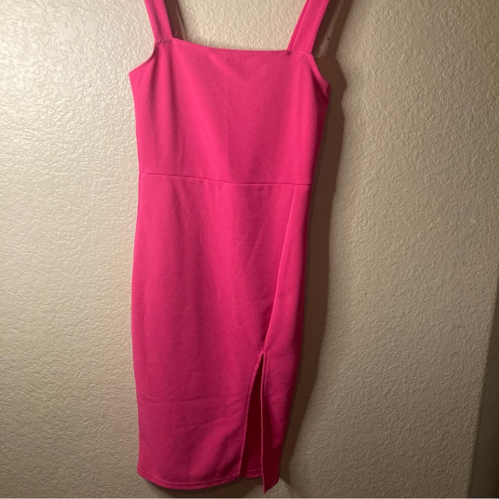 SHEIN Hot Pink Midi Dress with Stylish Slit Women’s Small Size 4 Excellent Con